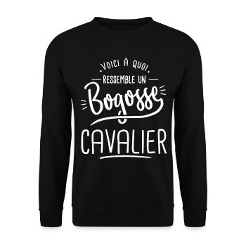 bogosse cavalier humour homme cheval équitation - Sweat-shirt Unisexe - noir - Devant - Alina (178cm) & Michal (187cm)
