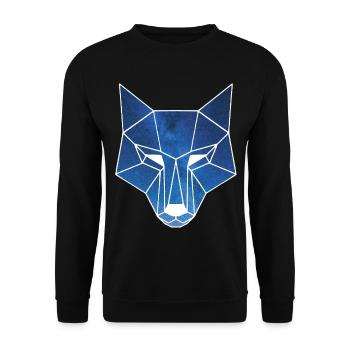 Weißer Wolf und Sternenhimmel - Unisex Pullover - Schwarz - Vorne - Alina (178cm) & Michal (187cm)