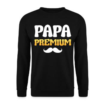 Papa Premium Homme Parent Papa Fête Des Pères 2024 - Sweat-shirt Unisexe - noir - Devant - Alina (178cm) & Michal (187cm)