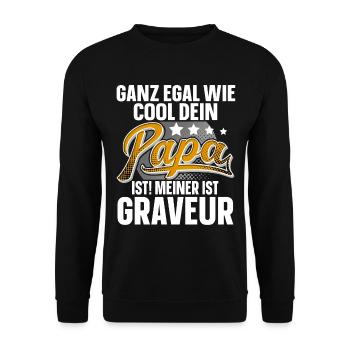 Graveur Papa Vater Vatertag Cooler Papa - Unisex Pullover - Schwarz - Vorne - Alina (178cm) & Michal (187cm)