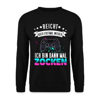 Gamer Design mit Controller - Funny Gaming Gamepad - Unisex Pullover - Schwarz - Vorne - Alina (178cm) & Michal (187cm)