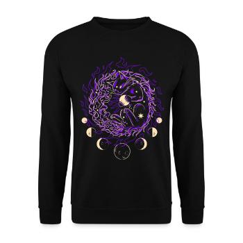 FEU COSMIQUE | Chat magique, gardien des étoiles - Sweat-shirt Unisexe - noir - Devant - Alina (178cm) & Michal (187cm)