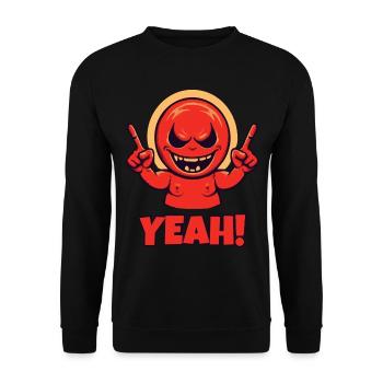 Pointant du doigt en l’air, le gars rouge dit oui - Sweat-shirt Unisexe - noir - Devant - Alina (178cm) & Michal (187cm)