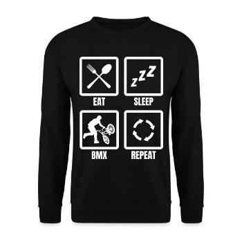 Eat Sleep BMX Repeat - Unisex Sweatshirt - black - Front - Alina (178cm) & Michal (187cm)