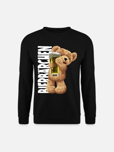 Bierliebendes Plüschbär Motiv Bierfreund - Unisex Pullover - Schwarz