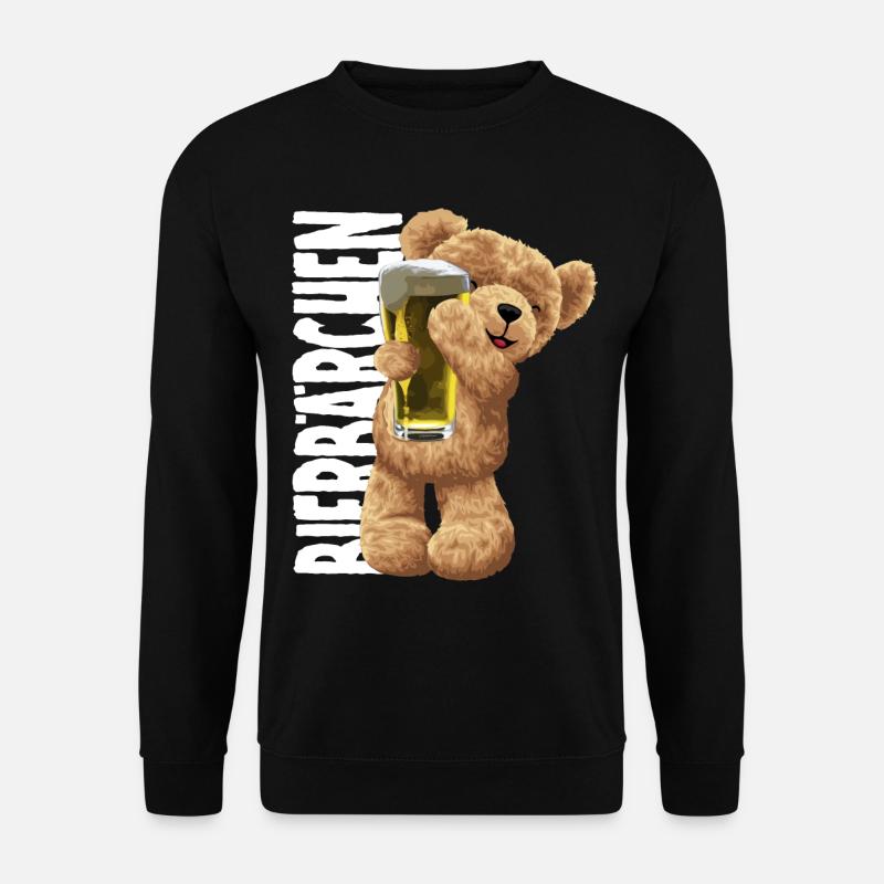 Bierliebendes Plüschbär Motiv Bierfreund - Unisex Pullover - Schwarz