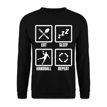 Eat Sleep Handball Répétition - Sweat-shirt Unisexe - noir - Devant - Alina (178cm) & Michal (187cm)