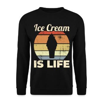 Eiscreme ist Leben - Unisex Pullover - Schwarz - Vorne - Alina (178cm) & Michal (187cm)