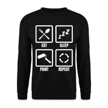 Eat Sleep Paint Repeat - Unisex Sweatshirt - black - Front - Alina (178cm) & Michal (187cm)