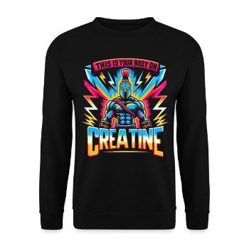 Humour Créatine Sport Musculation - Sweat-shirt Unisexe - noir - Devant - Alina (178cm) & Michal (187cm)