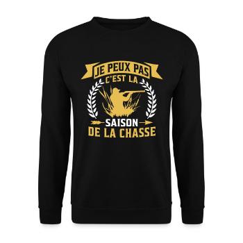 Je Peux Pas C'Est La Saison De La Chasse - Sweat-shirt Unisexe - noir - Devant - Alina (178cm) & Michal (187cm)