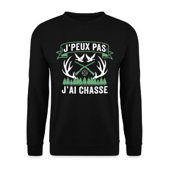 je peux pas j'ai chasse - Sweat-shirt Unisexe - noir - Devant - Alina (178cm) & Michal (187cm)