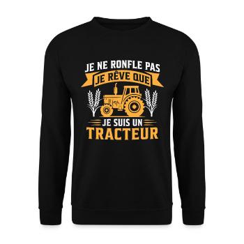 je ne ronfle pas je reve que je suis un tracteur - Sweat-shirt Unisexe - noir - Devant - Alina (178cm) & Michal (187cm)