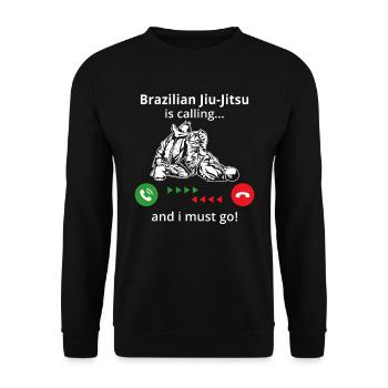 Brasilianisches Jiu Jitsu ruft und ich muss gehen - Unisex Pullover - Schwarz - Vorne - Alina (178cm) & Michal (187cm)