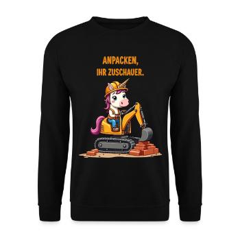 Maître excavatrice licorne - Sweat-shirt Unisexe - noir - Devant - Alina (178cm) & Michal (187cm)