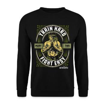 Muay Thai - Train hard fight easy - Unisex Pullover - Schwarz - Vorne - Alina (178cm) & Michal (187cm)