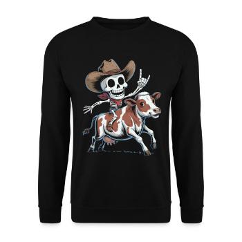 Un cow-boy squelette chevauche un veau - Sweat-shirt Unisexe - noir - Devant - Alina (178cm) & Michal (187cm)
