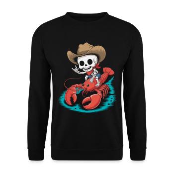 Skeleton cowboy rides lobster - Unisex Sweatshirt - black - Front - Alina (178cm) & Michal (187cm)