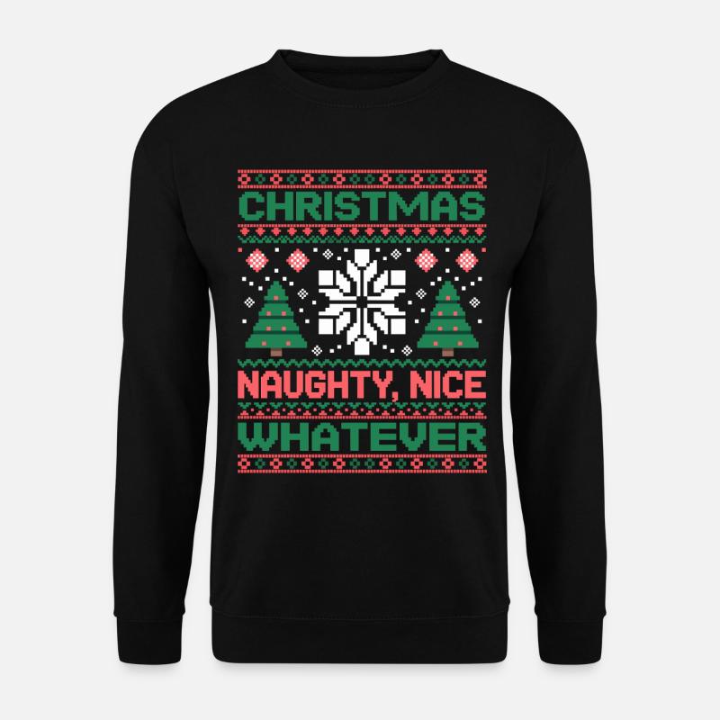 Noël Pixel Sweat Coquin Gentil Quoi - Sweat-shirt Unisexe - noir