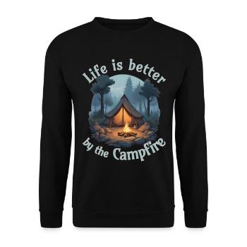 La vie est meilleure près du feu de camp - Sweat-shirt Unisexe - noir - Devant - Alina (178cm) & Michal (187cm)