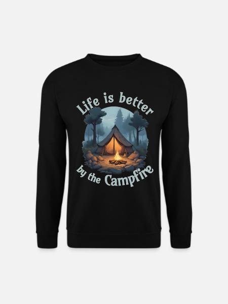 Life is better by the campfire - Unisex Pullover - Schwarz