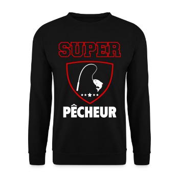Super pêcheur, fête des pères, noël - Sweat-shirt Unisexe - noir - Devant - Alina (178cm) & Michal (187cm)