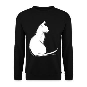 Cat Silhouette Outline Drawing Lineart Art - Unisex Sweatshirt - black - Front - Alina (178cm) & Michal (187cm)
