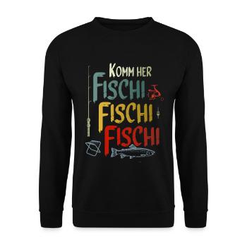 Chemise de pêcheur drôle Come Here Fischi Fischi - Sweat-shirt Unisexe - noir - Devant - Alina (178cm) & Michal (187cm)