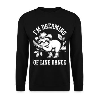 Faultier Cowboy tanzt Line Dance - Unisex Pullover - Schwarz - Vorne - Alina (178cm) & Michal (187cm)