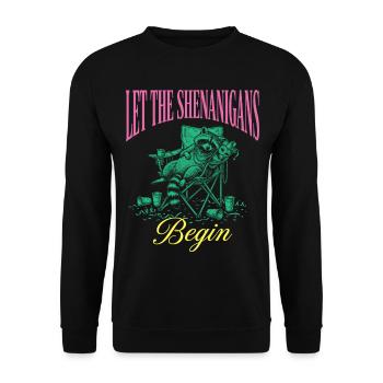 Spielereien Lustiger Waschbär Mardi Gras - Unisex Pullover - Schwarz - Vorne - Alina (178cm) & Michal (187cm)