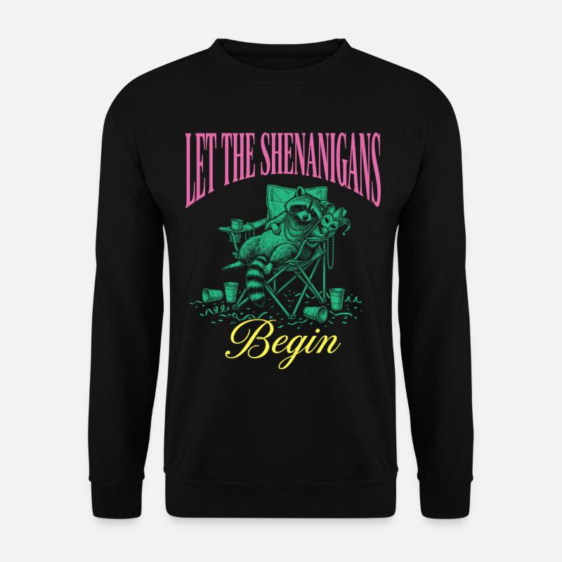 Shenanigans Funny Raccoon Mardi Gras - Unisex Sweatshirt - black