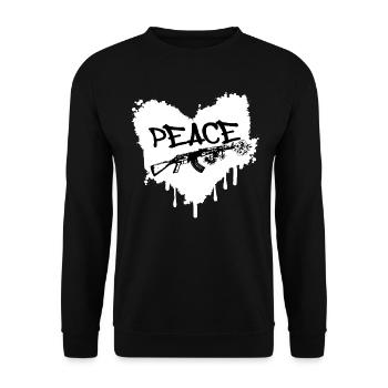Frieden Gewehr Blüten Graffiti - Unisex Pullover - Schwarz - Vorne - Alina (178cm) & Michal (187cm)