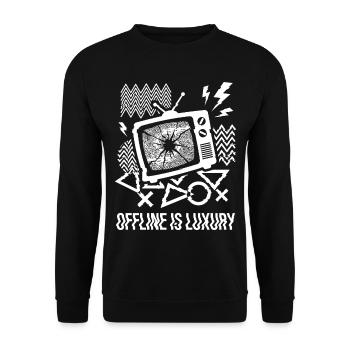 Offline Is Luxury Glitch TV - Unisex Pullover - Schwarz - Vorne - Alina (178cm) & Michal (187cm)