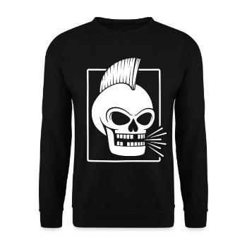 Punk Rock Skull With Mohawk - Unisex Sweatshirt - black - Front - Alina (178cm) & Michal (187cm)