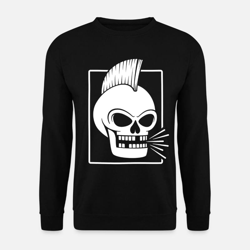 Punk Rock Skull With Mohawk - Unisex Sweatshirt - black