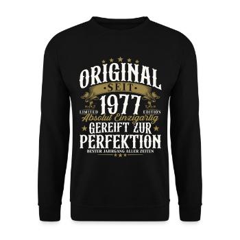 Cadeau d’anniversaire vintage original de 1977 - Sweat-shirt Unisexe - noir - Devant - Alina (178cm) & Michal (187cm)