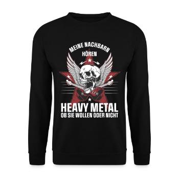 My neighbors listen to heavy metal - Unisex Sweatshirt - black - Front - Alina (178cm) & Michal (187cm)