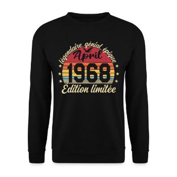 1968 avril Anniversaire avril 1968 - Sweat-shirt Unisexe - noir - Devant - Alina (178cm) & Michal (187cm)