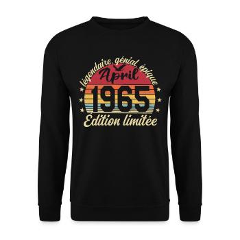 1965 April Birthday April 1965 - Unisex Sweatshirt - black - Front - Alina (178cm) & Michal (187cm)