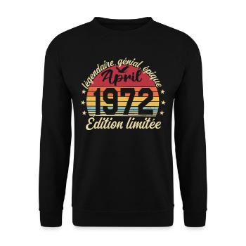 1972 avril Anniversaire avril 1972 - Sweat-shirt Unisexe - noir - Devant - Alina (178cm) & Michal (187cm)