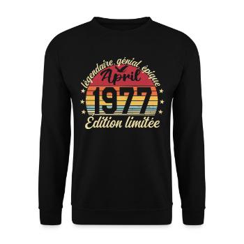 1977 avril Anniversaire avril 1977 - Sweat-shirt Unisexe - noir - Devant - Alina (178cm) & Michal (187cm)
