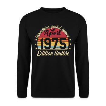 1975 April Geburtstag April 1975 - Unisex Pullover - Schwarz - Vorne - Alina (178cm) & Michal (187cm)
