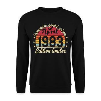 Geburtstag April 1983 April 1983 - Unisex Pullover - Schwarz - Vorne - Alina (178cm) & Michal (187cm)