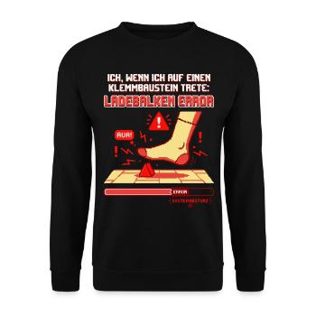 Klemmbaustein Schmerz Systemabsturz Pixel Design - Unisex Pullover - Schwarz - Vorne - Alina (178cm) & Michal (187cm)