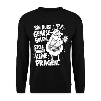 Verwirrtes Schaf trägt den Einkaufskorb - Unisex Pullover - Schwarz - Vorne - Alina (178cm) & Michal (187cm)