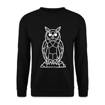 Geometrische Eulenlinie -white - Unisex Pullover - Schwarz - Vorne - Alina (178cm) & Michal (187cm)