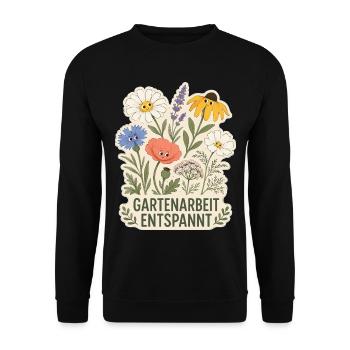 Gartenarbeit entspannt - Unisex Pullover - Schwarz - Vorne - Alina (178cm) & Michal (187cm)