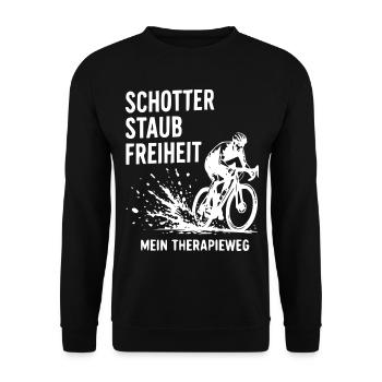 Schotter Freiheit Gravelradfahren - Unisex Pullover - Schwarz - Vorne - Alina (178cm) & Michal (187cm)