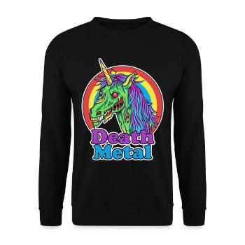 Death Metal – Zombie Unicorn Cartoon - Unisex Sweatshirt - black - Front - Alina (178cm) & Michal (187cm)