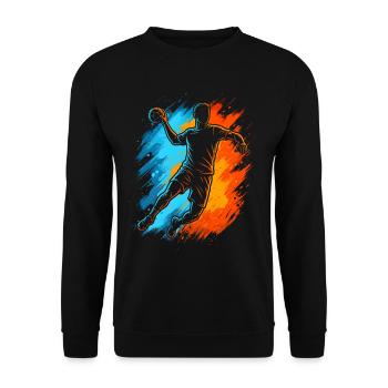 Handballspieler Handballer Kinder Jungen Handball  - Unisex Pullover - Schwarz - Vorne - Alina (178cm) & Michal (187cm)